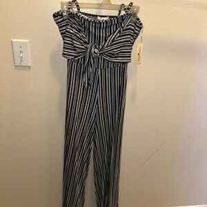 Black and White Striped Jumpsuit
